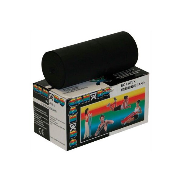 CanDo Latex-Free Exercise Band, Black, 6 Yard Roll, 1 Roll/Box